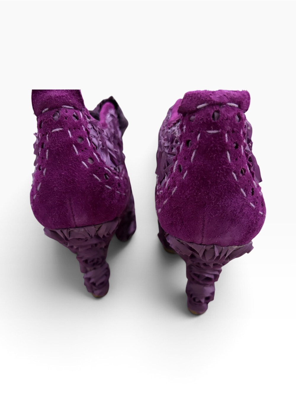 Irregular Choice Abigail’s Party Purple Rosette Boots EU 41 US 10 Rare - Picture 3 of 8